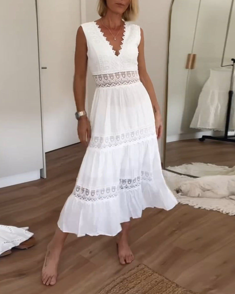 Robe Dentelle Col V