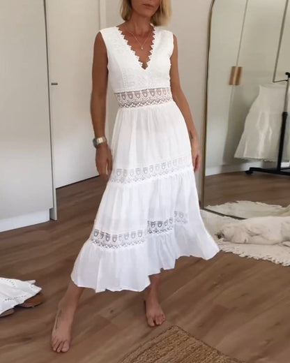 Robe Dentelle Col V