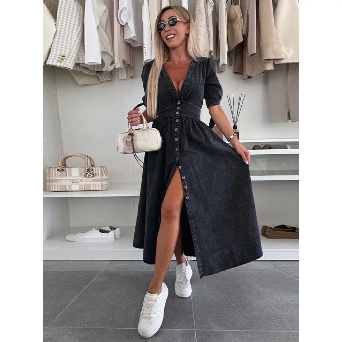 Robe en Jean Décolletée Femme