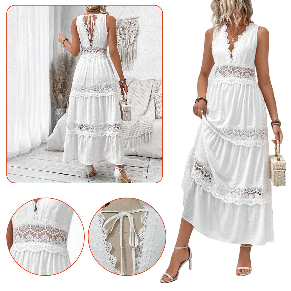Robe Dentelle Col V